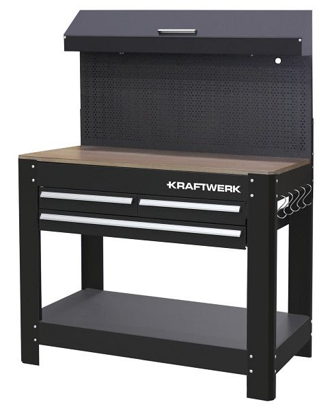 Etabli Kraftwerk 1145 x 635 mm, avec tiroirs, paroi perforée et élément haut, 3962