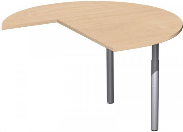 geramöbel Table d'appoint, trois quarts de cercle, droite, pieds de support, matériel de liaison inclus, réglable en hauteur, 1200x1200x680-820, hêtre/argent, N-657012-BS