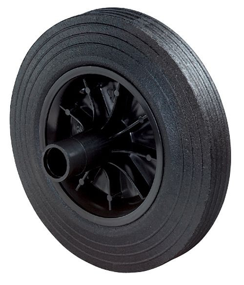 Roulette avant à roulettes BS pour poubelles 80/100/120/240 l, largeur 50 mm, Ø200 mm, jusqu'à 205 kg, bande de roulement en caoutchouc noir, palier lisse, lot de 2, B50.200