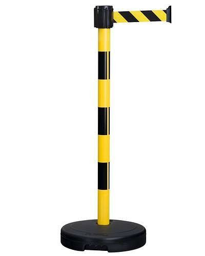 Barrière et système de guidage DENIOS, plastique, noir/jaune, pour intérieur et extérieur, sangle 3 m, 240-910