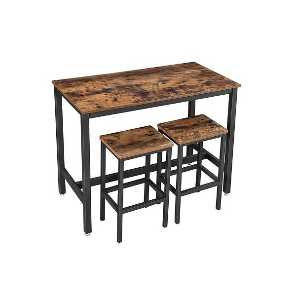 Table de bar VASAGLE au look industriel avec 2 tabourets de bar, LBT15X