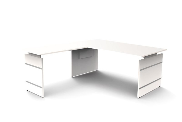 Bureau à joues réglable en hauteur Kerkmann L 1800 x P 800 x H 680-760 mm, forme 4, coloris : blanc, 11465310