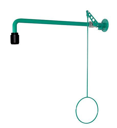 Corps de douche de sécurité DENIOS en acier inoxydable, peint par poudrage vert, montage mural, 250-079
