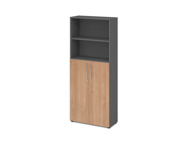 Étagère Hammerbacher 5OH, portes 3OH en dessous BM graphite/noyer, V4770/G/N/BM