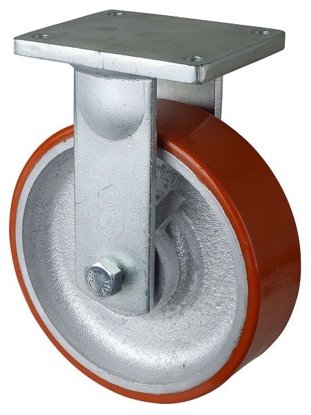 Roues BS Roulette robuste, roulette fixe, largeur de roue 75 mm, Ø roue 250 mm, capacité de charge 1600 kg, polyuréthane coulé 95 Shore A, fonte, roulement à billes, RR110.C10.251