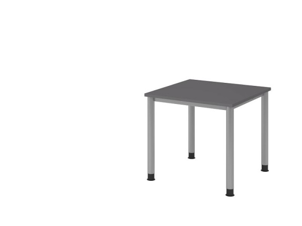Bureau Hammerbacher 4 pieds rond 80x80cm graphite/argent, forme rectangulaire, VHS08/G/S