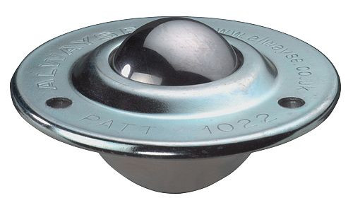 Rouleaux à billes BS, capacité de charge 110 kg, dw 32 mm, boîtier en acier, billes en acier, trou de montage Ø 5,0 mm, cercle de trous Ø 59 mm, pack : 2 pièces, E37.032