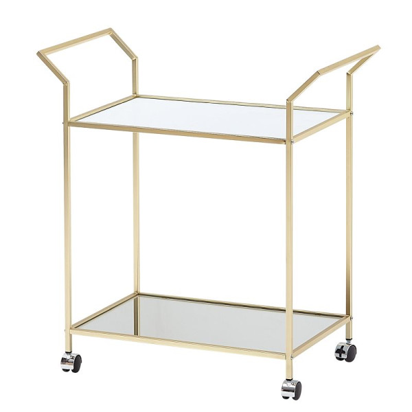 Wohnling Design chariot de service or 73x78x37 cm chariot de cuisine verre/métal, table d'appoint mobile, chariot de salle à manger avec plateau en verre, WL6.505