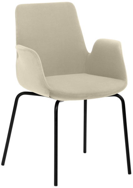 Fauteuil Mayer Sitzmöbel , structure à 4 pieds, revêtement en poudre noir, taupe, 2009_V3_30484