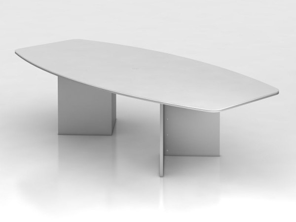 Table de conférence Hammerbacher 280 cm/structure en bois blanc, en forme de tonneau, VKT28H/W/S