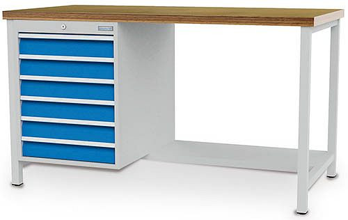 Établi à caissons Bedrunka+Hirth série 1500 R18-24, 6x100 mm, tiroir à extension totale 100%, 1500 x 750 x 959 mm, 03.14.23-LV9