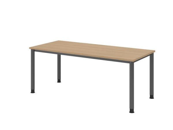 Bureau Hammerbacher HS19, 180 x 80 cm, plateau : chêne, épaisseur 25 mm, structure 4 pieds en graphite, hauteur de travail 68,5-81 cm, VHS19/E/G
