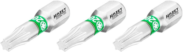 Embout Hazet, 6 pans plein 6,3 (1/4 pouce), profil intérieur TORX®, T20, nombre d'outils : 3, ouverture de clé : T20, 2223N-T20/3
