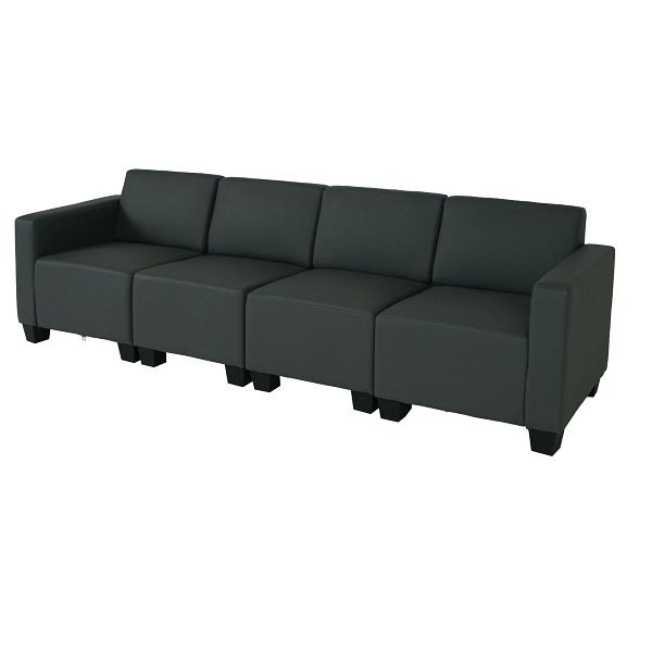 Mendler Canapé modulaire 4 places Couch Lyon, similicuir, gris foncé, 2x75183+75184+75185