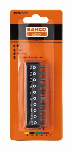 Jeu d'embouts Bahco, 10 pièces, dans un support en plastique avec clip ceinture, 59/S10BC