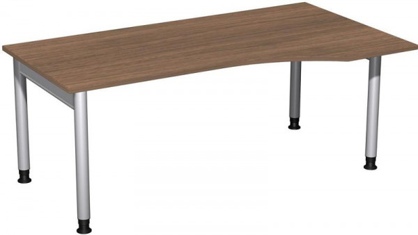 Bureau PC geramöbel droit, réglable en hauteur, 1800x1000x680-820, noyer/argent, N-657305-NS