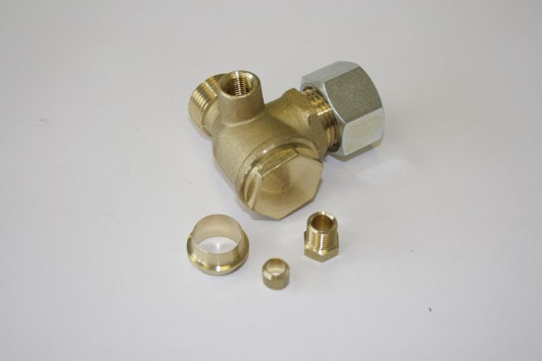Clapet anti-retour ELMAG pour modèles SILENT 350 et TIGER (Chinook) Chaudière : AG 1/2', conduite 15mm avec bague coupante et écrou-raccord IT 1/2', 9101555