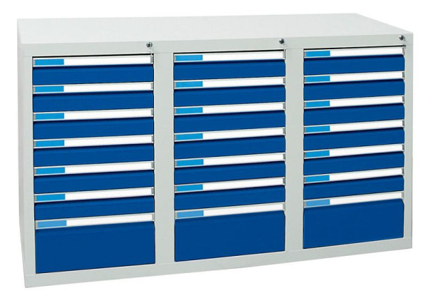armoire à tiroirs émoussés série ESTA, RAL 7035/5010, 21 tiroirs (18x100, 3x200 mm), 7603274