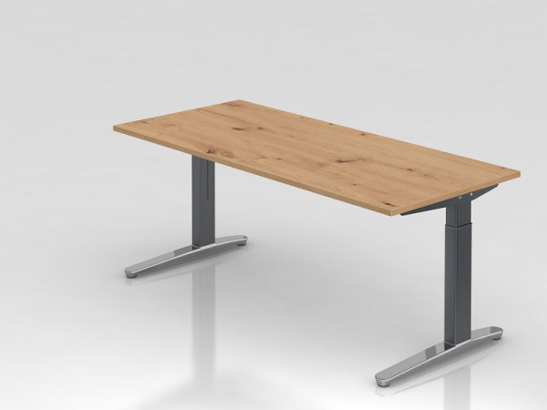 Bureau Hammerbacher XB19, 180 x 80 cm, plateau : chêne noueux, épaisseur 25 mm, chant ABS 2 mm, forme rectangulaire, poli, VXB19/R/GC
