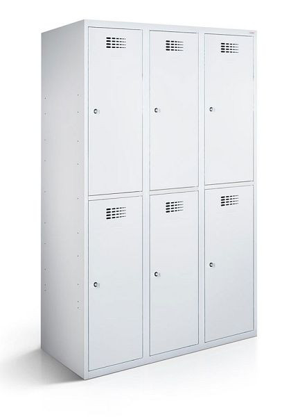 Armoire KEMMLIT avec 3 compartiments et 6 portes 40cm avec fond fermé, gris clair 7035, loquet rotatif, 252022