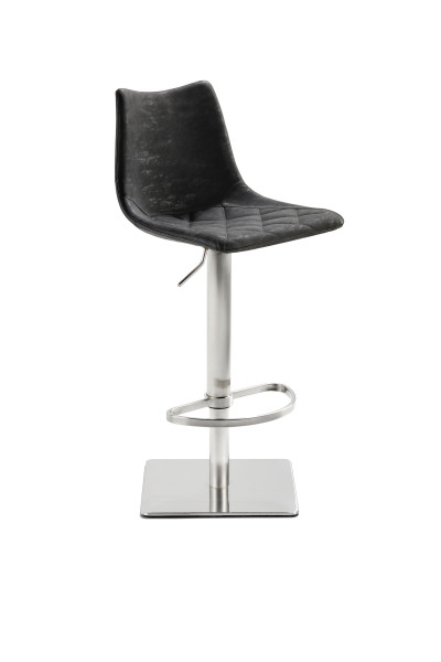 Mayer Sitzmöbel , structure en acier inoxydable, coque d'assise rembourrée en simili cuir aspect vintage noir, 1275_04_547