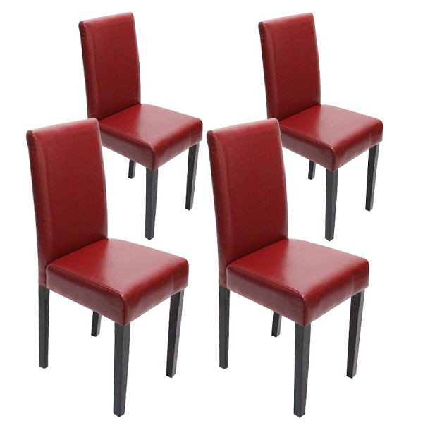 Mendler ensemble de 4 chaises de salle à manger chaise chaise de cuisine Littau, cuir, pieds rouge foncé, 24485