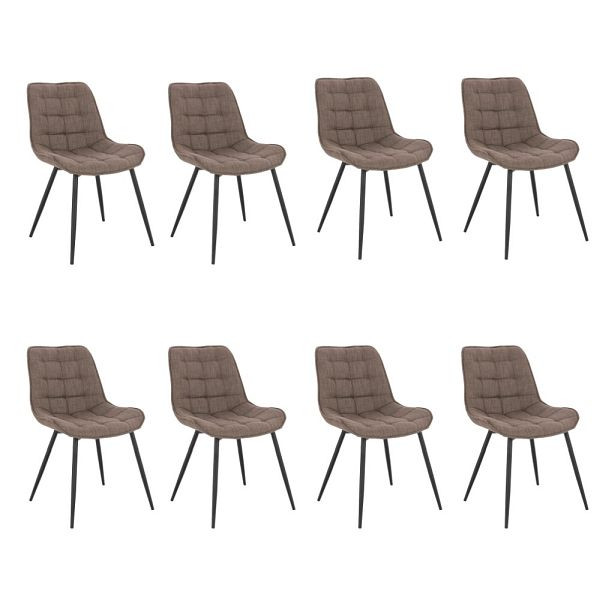 HOME DELUXE Chaises rembourrées pour salle à manger, lot de 8 IKALO – tissu tissé gris/marron, 50867