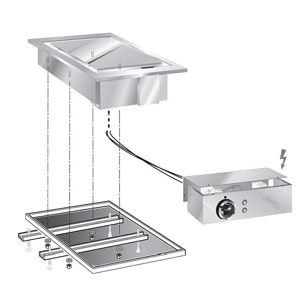Plaque de cuisson encastrable Gastro-Inox avec surface de cuisson chromée, 40cm avec boîtier de connexion, 160.532