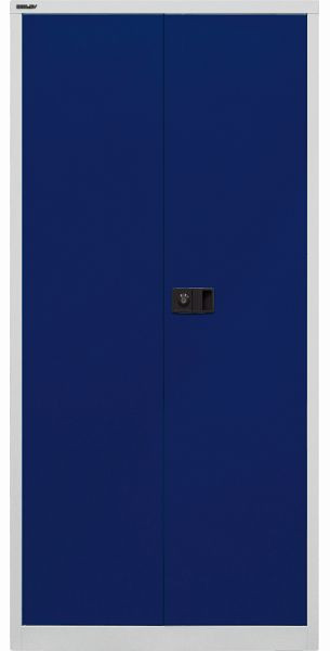 Armoire à portes battantes universelles Bisley, 4 tablettes, 5 OH, corps gris clair, façades bleu oxford, E782A04505