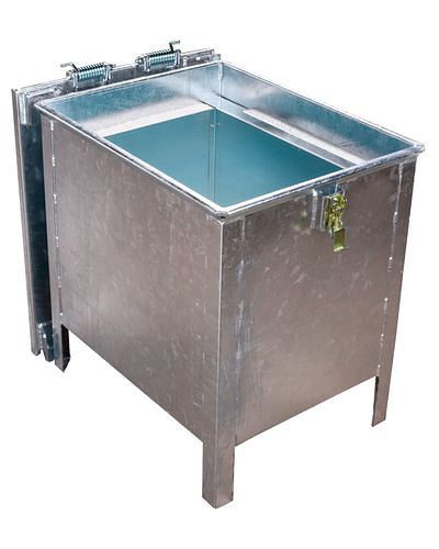Conteneur de stockage de batterie lithium-ion DENIOS, 91,8 l, acier galvanisé, remplissage PyroBubbles®, 272-946