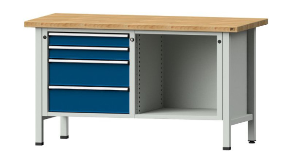 Établis ANKE Établi en caisson, modèle 134 V, 1500 x 700 x 840 mm, RAL 7035/5010, BMP 40 mm, 305.032