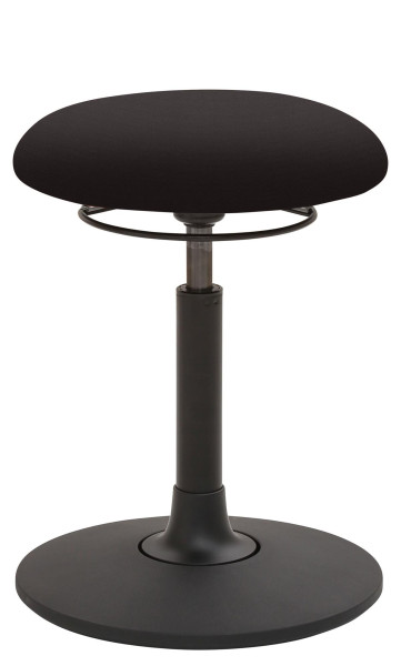 Mayer Sitzmöbel , assise en plaque ronde, rembourrée, avec anneau de déclenchement noir, hauteur d'assise 49 - 69 cm, noir, revêtement : Carissima, 1166_GF30_30317