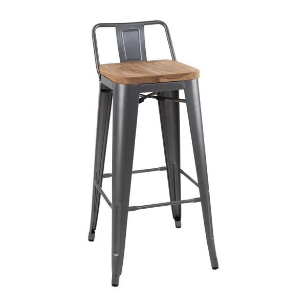 Chaise haute de bar Bolero Bistro avec siège en bois gris (4 pièces), FB624