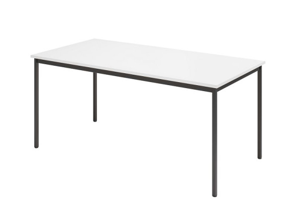 Table de réunion Hammerbacher VS16, 160 x 80 cm, plateau : blanc, piètement à quatre pieds noir, hauteur de travail 72 cm, piètement périphérique en acier noir, VVS16/W/P