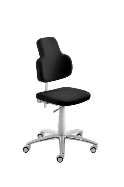 Chaise pivotante Mayer Sitzmöbel , assise et dossier rembourrés, mécanisme standard et soufflet gris clair, noir brillant, 2206G_30572