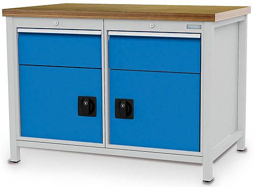 Établi à caisson Bedrunka+Hirth série 1200 R18-24, 2 x 200 mm, tiroirs à extension totale, 1200 x 750 x 859 mm, 03.12.17V