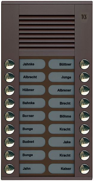 TCS audio platine de rue série PES 18 boutons de sonnette (alignés à droite/gauche), AP bronze, PES18-EB/04