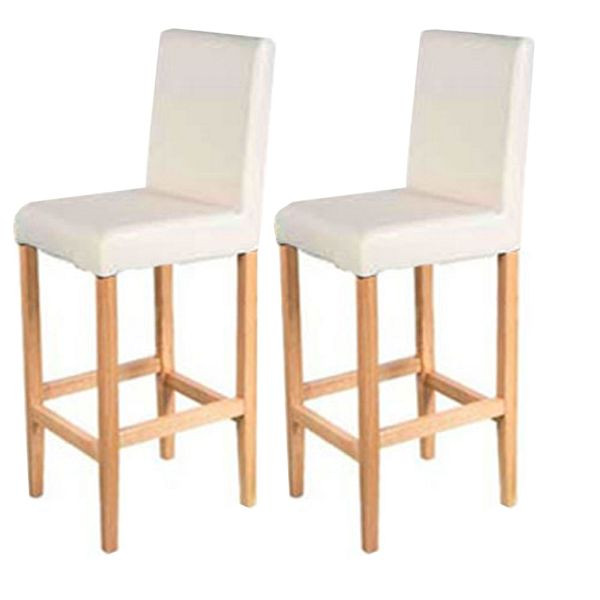 Mendler set de 2 tabourets de bar Vicenza, bois+CUIR, crème, pieds légers, 7932