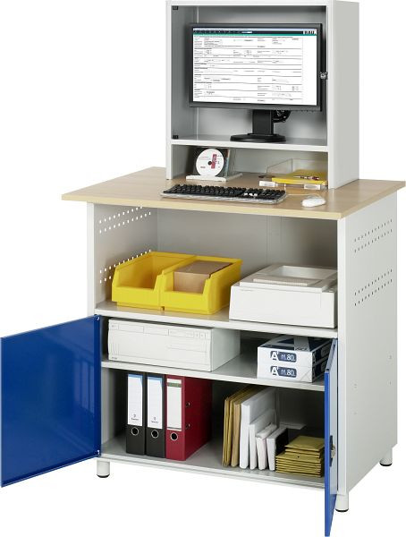 Table d'ordinateur RAU - modèle 1022, L1100 x P800 x H1810 mm, boîtier pour moniteur L720 x P300 x H710 mm, 07-1022M3S.11