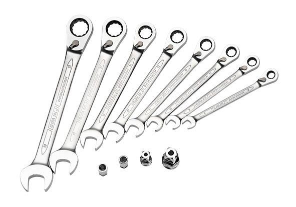 Clé mixte ELORA à cliquet à anneau, commutable, 8 pièces 8-19 mm, 204-JS 8M, 0204500083000